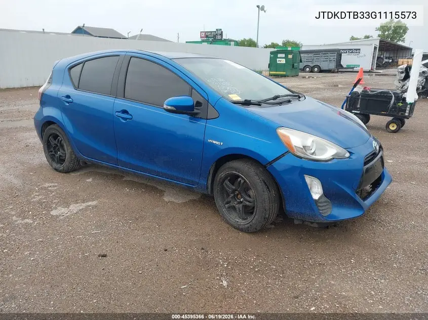 2016 Toyota Prius C Two VIN: JTDKDTB33G1115573 Lot: 45395366