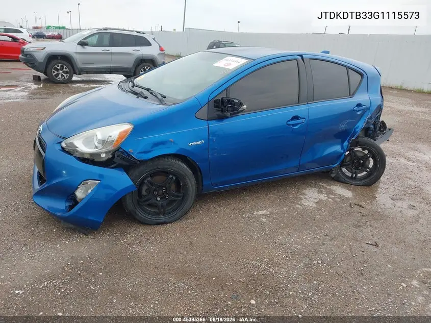 2016 Toyota Prius C Two VIN: JTDKDTB33G1115573 Lot: 45395366