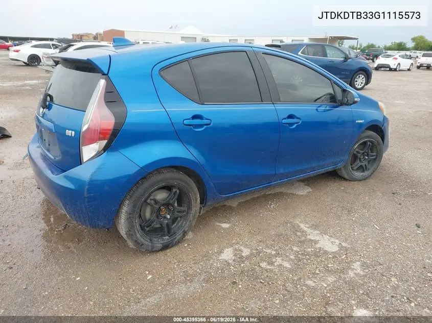 2016 Toyota Prius C Two VIN: JTDKDTB33G1115573 Lot: 45395366