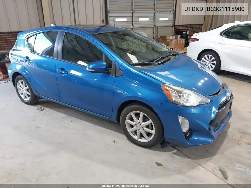 2016 Toyota Prius C Four VIN: JTDKDTB33G1115900 Lot: 45511925