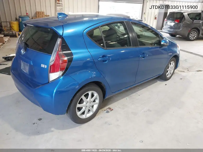 2016 Toyota Prius C Four VIN: JTDKDTB33G1115900 Lot: 45511925
