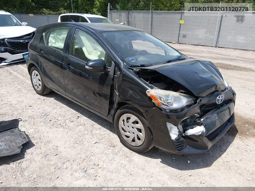 2016 Toyota Prius C Two VIN: JTDKDTB32G1120778 Lot: 45513773