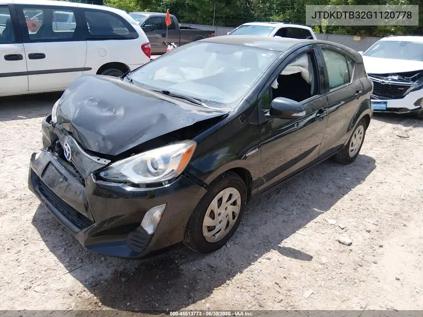 2016 Toyota Prius C Two VIN: JTDKDTB32G1120778 Lot: 45513773