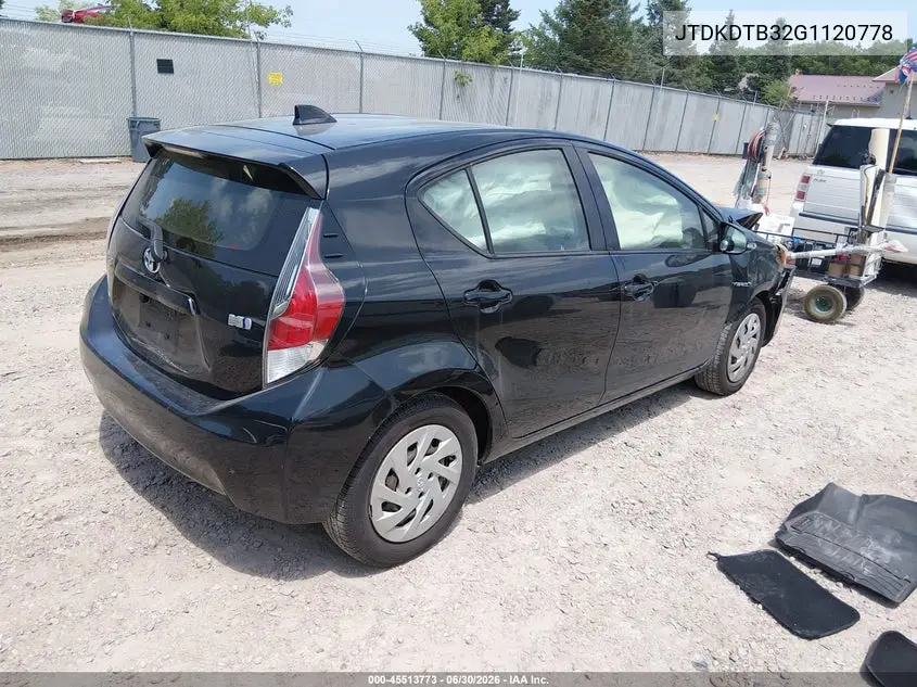 2016 Toyota Prius C Two VIN: JTDKDTB32G1120778 Lot: 45513773