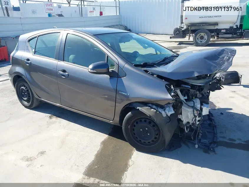 2016 Toyota Prius C Two VIN: JTDKDTB31G1137961 Lot: 45577444