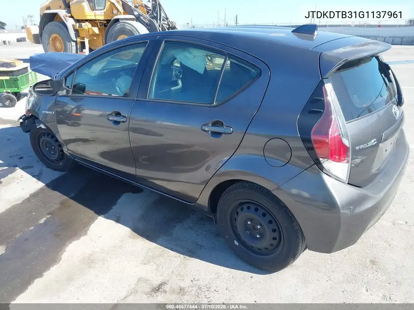 2016 Toyota Prius C Two VIN: JTDKDTB31G1137961 Lot: 45577444