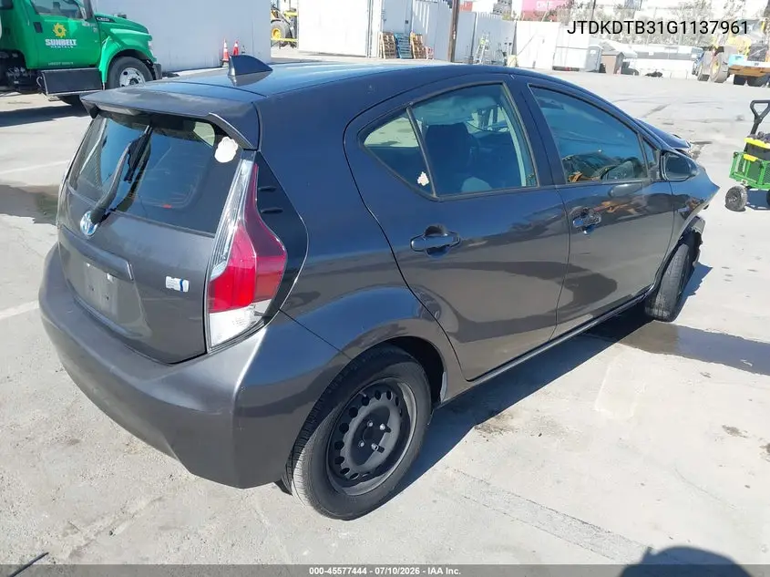 2016 Toyota Prius C Two VIN: JTDKDTB31G1137961 Lot: 45577444