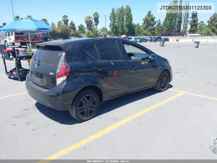 2016 Toyota Prius C Two VIN: JTDKDTB33G1123303 Lot: 45607010