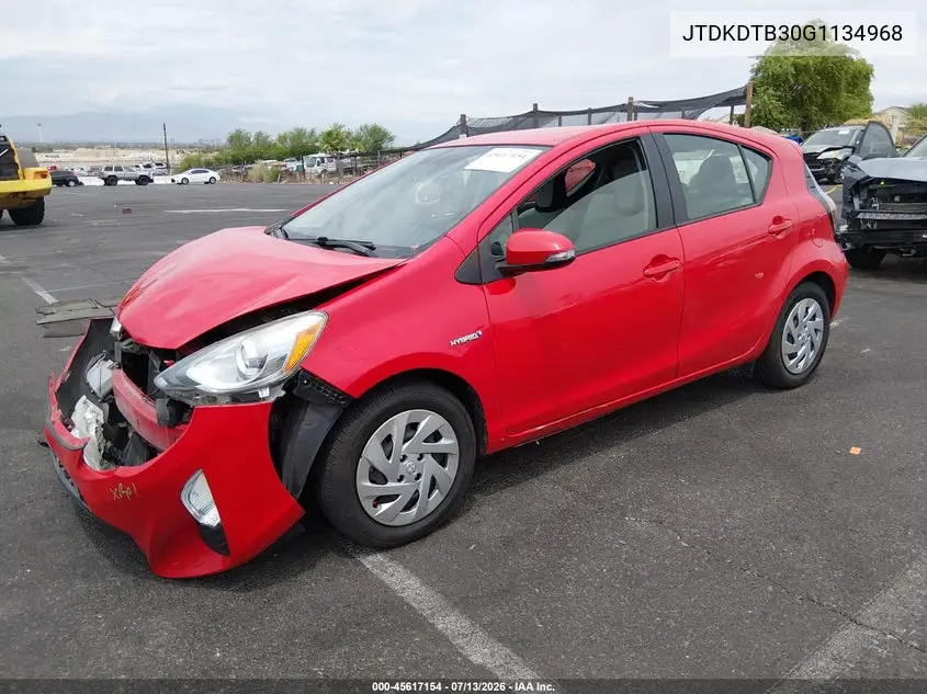 2016 Toyota Prius C One VIN: JTDKDTB30G1134968 Lot: 45617154