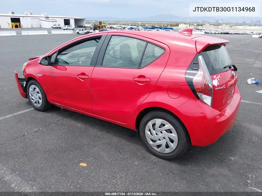2016 Toyota Prius C One VIN: JTDKDTB30G1134968 Lot: 45617154