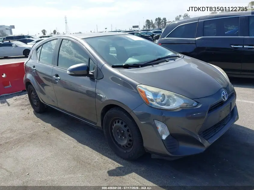 2016 Toyota Prius C One VIN: JTDKDTB35G1122735 Lot: 45656138
