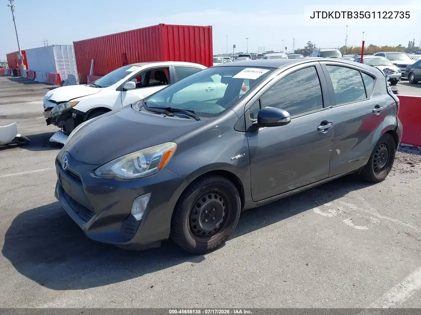 2016 Toyota Prius C One VIN: JTDKDTB35G1122735 Lot: 45656138