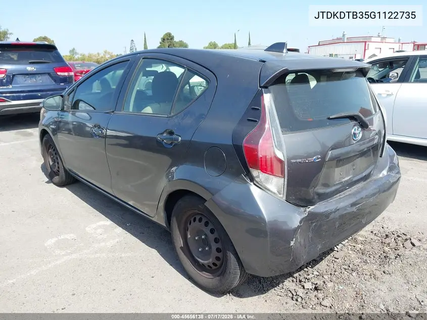 2016 Toyota Prius C One VIN: JTDKDTB35G1122735 Lot: 45656138
