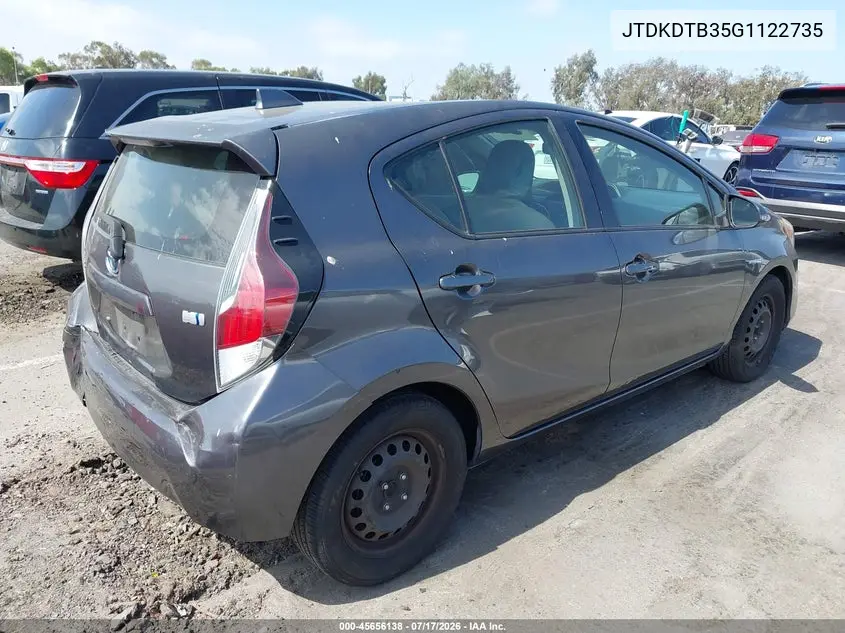 2016 Toyota Prius C One VIN: JTDKDTB35G1122735 Lot: 45656138
