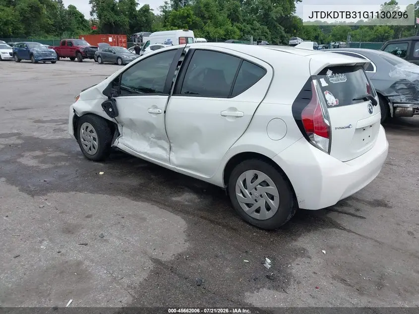 2016 Toyota Prius C Three VIN: JTDKDTB31G1130296 Lot: 45662006