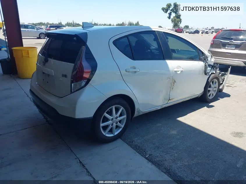 2017 Toyota Prius C One VIN: JTDKDTB31H1597638 Lot: 45398438