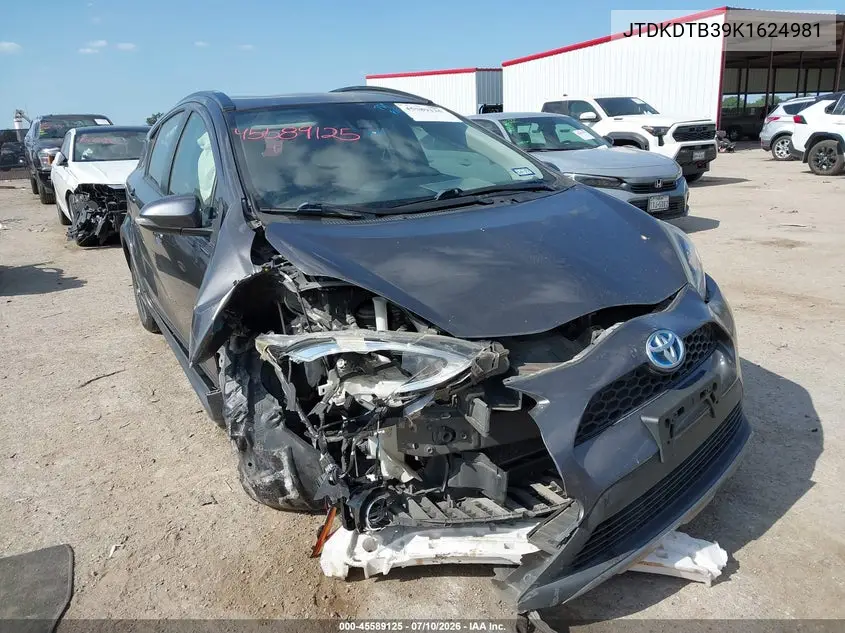 2019 Toyota Prius C L VIN: JTDKDTB39K1624981 Lot: 45589125