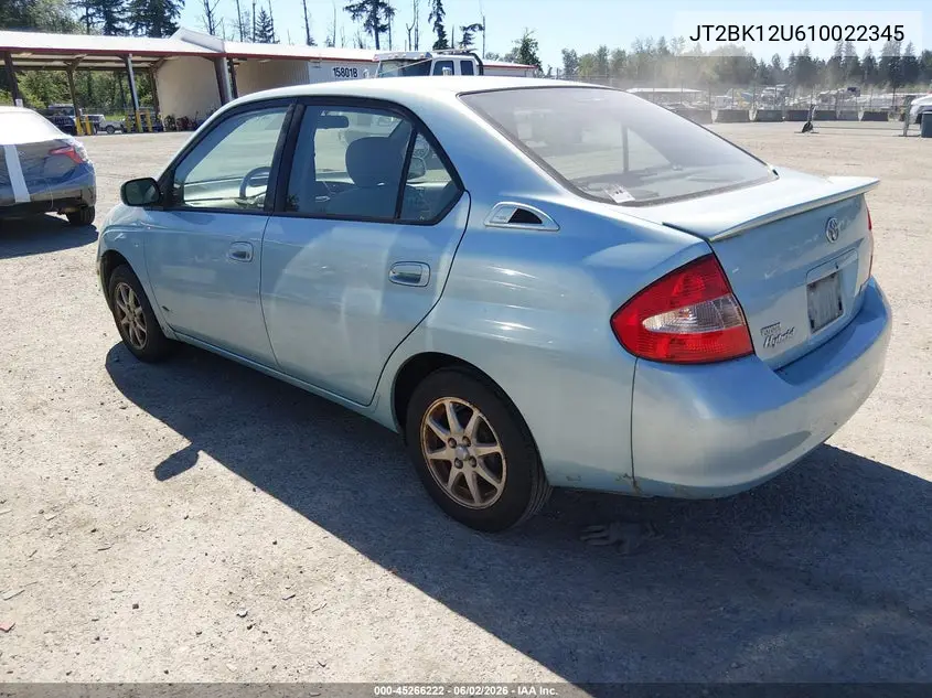2001 Toyota Prius VIN: JT2BK12U610022345 Lot: 45266222