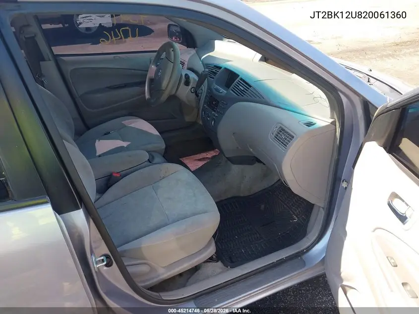 2002 Toyota Prius VIN: JT2BK12U820061360 Lot: 45214746