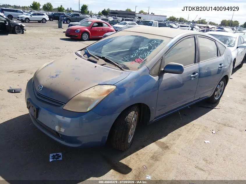 2004 Toyota Prius VIN: JTDKB20U140094929 Lot: 45685379