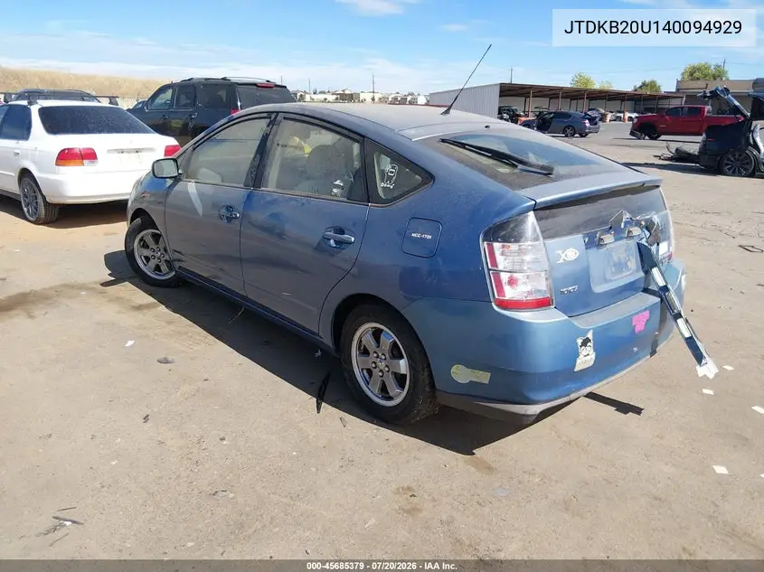 2004 Toyota Prius VIN: JTDKB20U140094929 Lot: 45685379