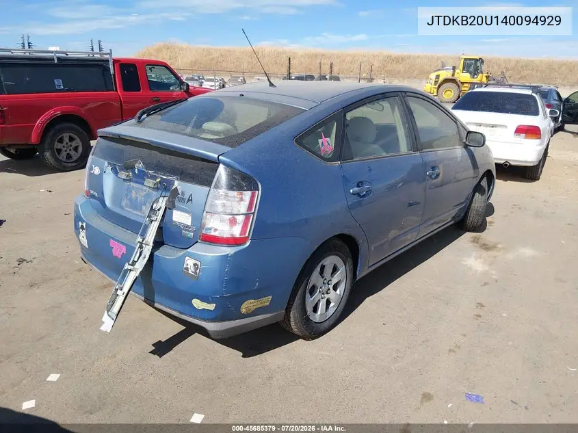 2004 Toyota Prius VIN: JTDKB20U140094929 Lot: 45685379