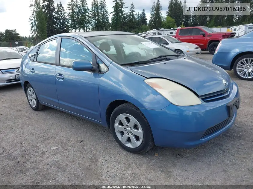 2005 Toyota Prius VIN: JTDKB22U957016386 Lot: 45212747