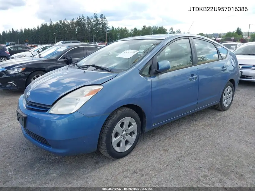 2005 Toyota Prius VIN: JTDKB22U957016386 Lot: 45212747