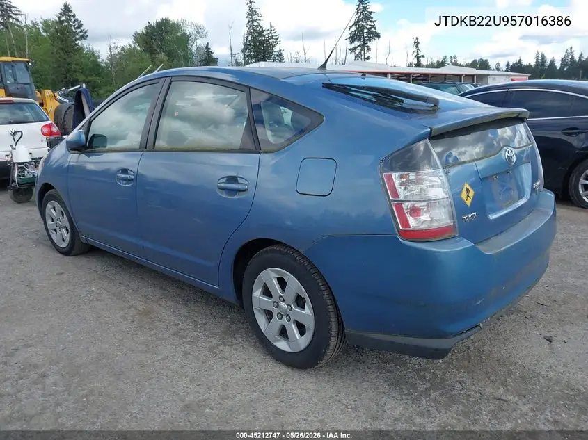 2005 Toyota Prius VIN: JTDKB22U957016386 Lot: 45212747