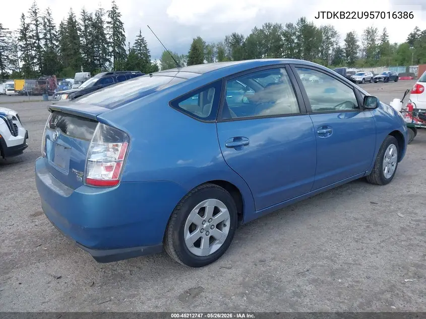 2005 Toyota Prius VIN: JTDKB22U957016386 Lot: 45212747