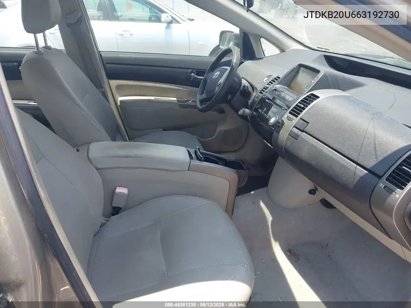 2006 Toyota Prius VIN: JTDKB20U663192730 Lot: 45381238