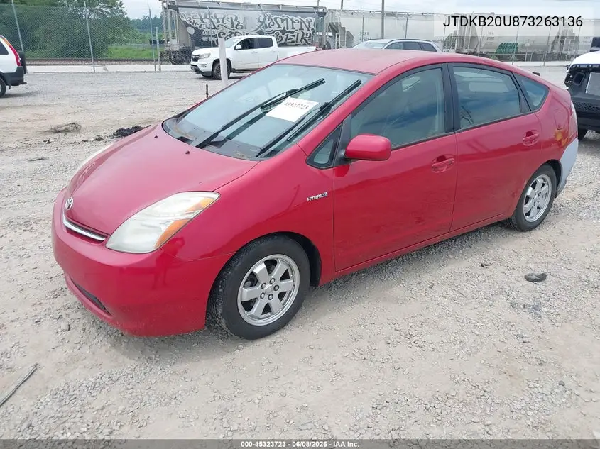 2007 Toyota Prius VIN: JTDKB20U873263136 Lot: 45323723