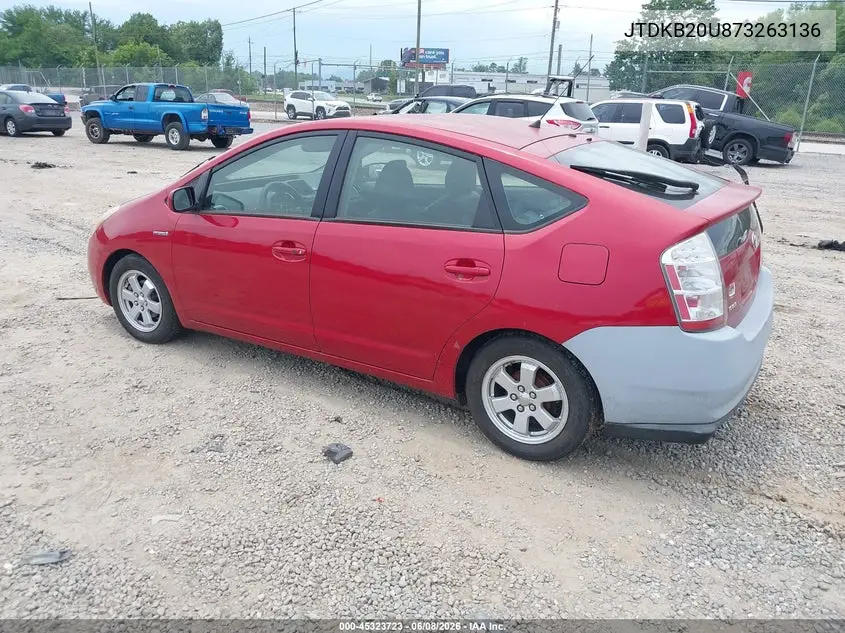 2007 Toyota Prius VIN: JTDKB20U873263136 Lot: 45323723