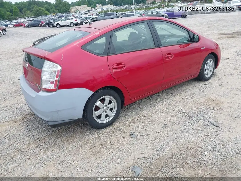 2007 Toyota Prius VIN: JTDKB20U873263136 Lot: 45323723