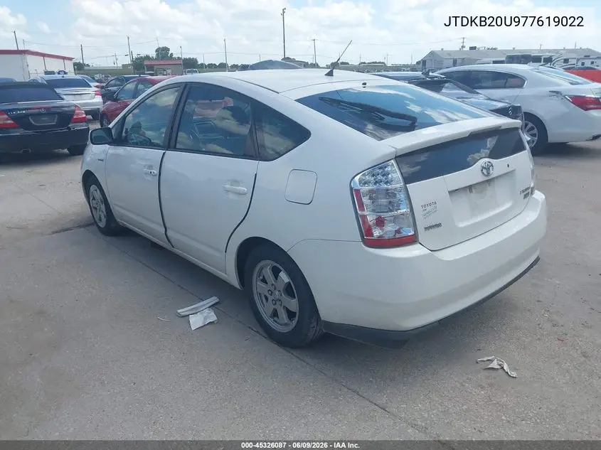 2007 Toyota Prius VIN: JTDKB20U977619022 Lot: 45326087