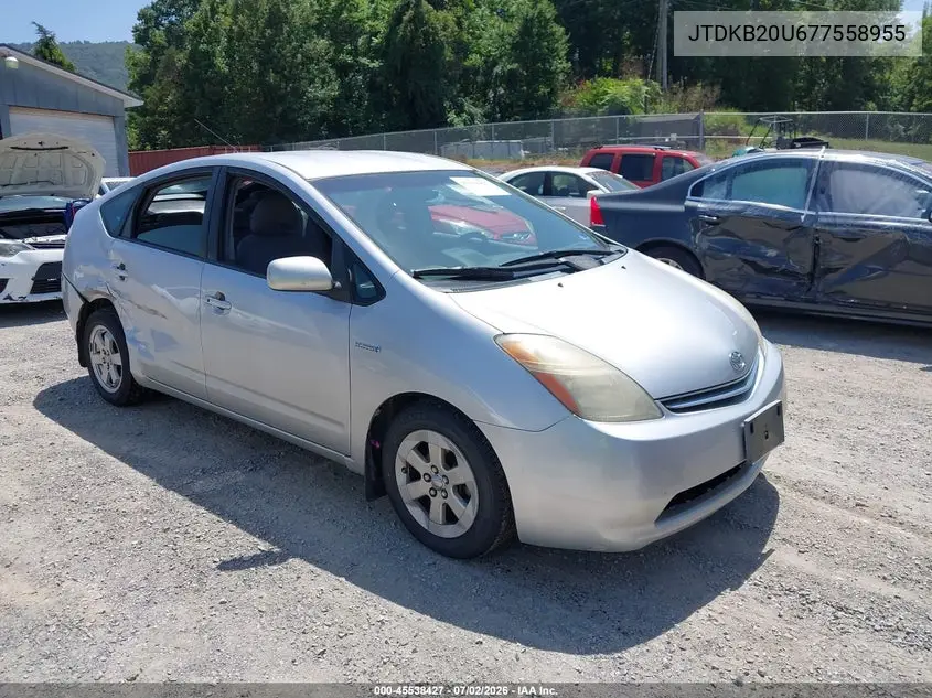 2007 Toyota Prius VIN: JTDKB20U677558955 Lot: 45538427