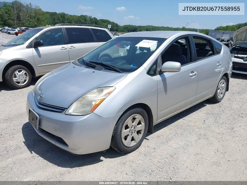 2007 Toyota Prius VIN: JTDKB20U677558955 Lot: 45538427