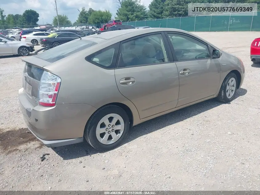 2007 Toyota Prius VIN: JTDKB20U577669349 Lot: 45622541