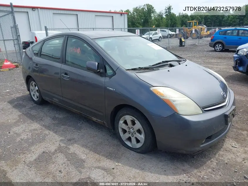 2007 Toyota Prius VIN: JTDKB20U473257978 Lot: 45674001