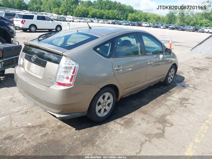 2008 Toyota Prius VIN: JTDKB20U087701965 Lot: 45347588