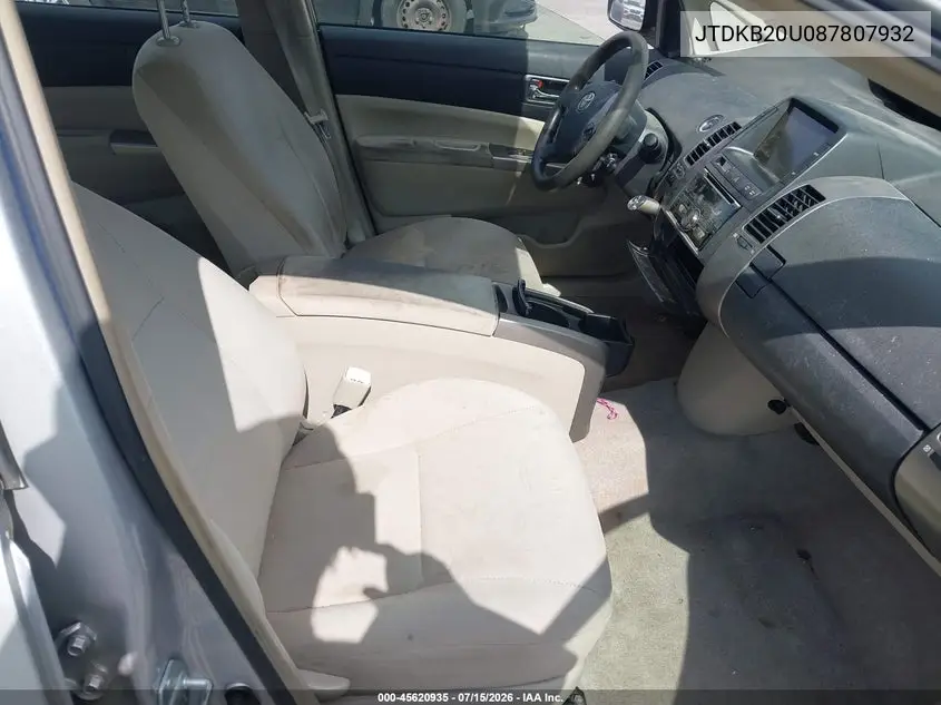 2008 Toyota Prius VIN: JTDKB20U087807932 Lot: 45620935
