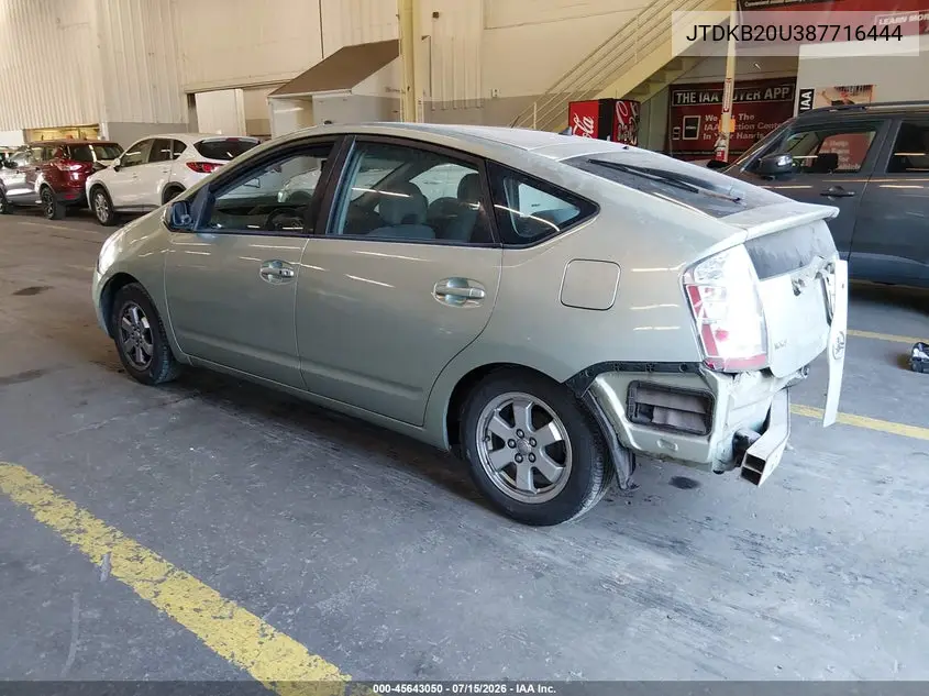 2008 Toyota Prius VIN: JTDKB20U387716444 Lot: 45643050