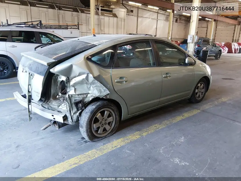 2008 Toyota Prius VIN: JTDKB20U387716444 Lot: 45643050