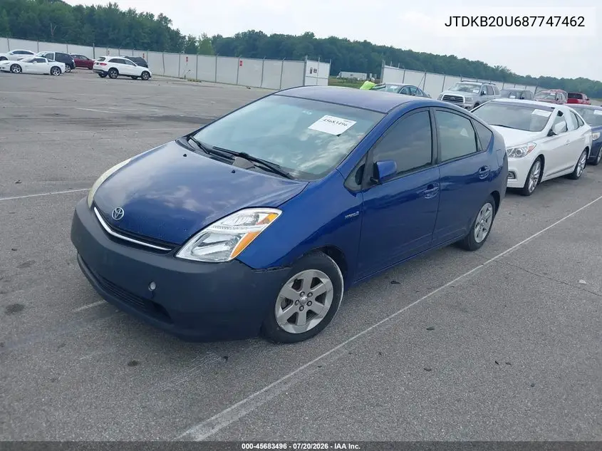 2008 Toyota Prius VIN: JTDKB20U687747462 Lot: 45683496