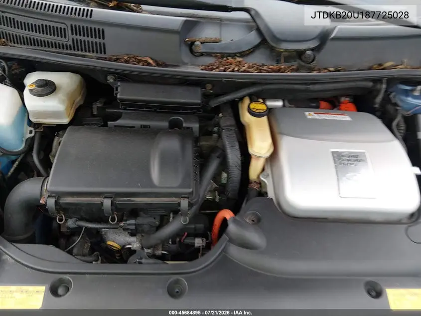 2008 Toyota Prius VIN: JTDKB20U187725028 Lot: 45684895