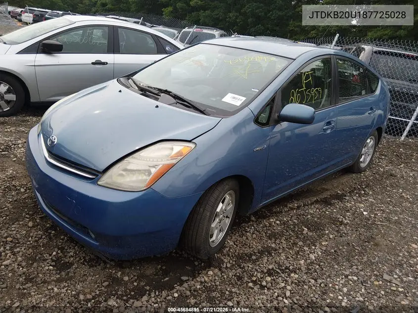 2008 Toyota Prius VIN: JTDKB20U187725028 Lot: 45684895