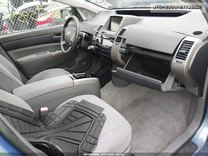 2008 Toyota Prius VIN: JTDKB20U187725028 Lot: 45684895
