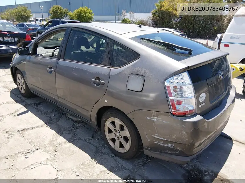 2008 Toyota Prius VIN: JTDKB20U783405767 Lot: 45690626