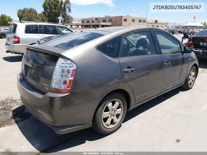 2008 Toyota Prius VIN: JTDKB20U783405767 Lot: 45690626