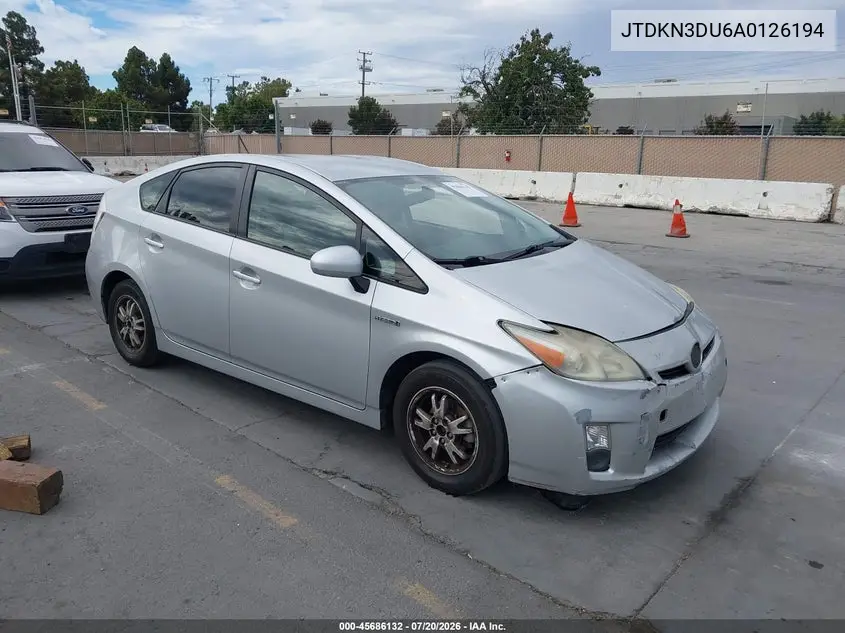 2010 Toyota Prius Ii VIN: JTDKN3DU6A0126194 Lot: 45686132